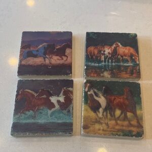 Equestrian Themed Coasters Set - Multicolor cement feel